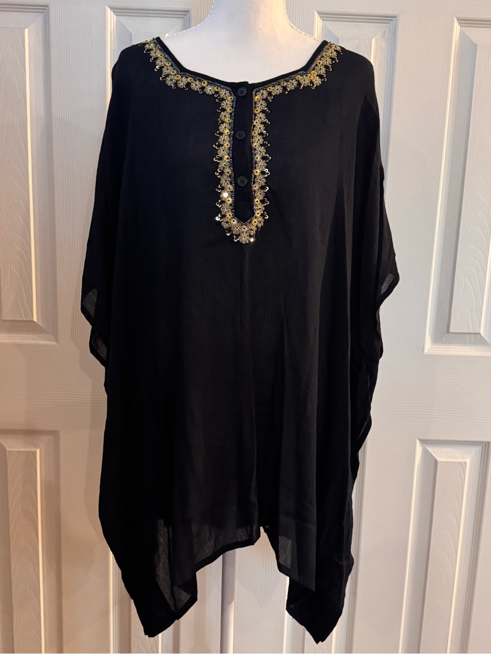 Antthony Black Tunic with Gold Beaded V-Neck